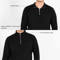 Gambar SANVANINA Milan Relaxed Zip Sweater | Atasan Polo Rajut Lengan Panjang Pria | Sweater Sporty Pria - Deep Black, M dari Sanvanina undefined 5 Tokopedia