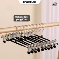 Gambar Pandaoma Hanger Celana Gantungan Baju Jepit dan Hanger Jepit Besi - HITAM  dari Pandaoma Shop undefined 3 Tokopedia