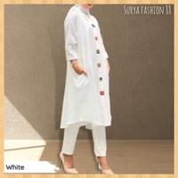 Gambar Baju Kemeja Tunik Jumbo Wanita Bahan Katun Linen Model Stylish Kekinian basic cantik Kancing Muslim - Kuning Kunyit, All Size dari Surya Fashion undefined 5 Tokopedia