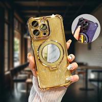 Gambar Aesthetic Glitter Case iPhone 11 12 13 14 15 16 pro max 15 16 plus Shockproof Clear Casing iPhone 16 15 14 13 12 11 pro max 15 16 plus Flash Mirror bracket Acrylic Case - gold, iPhone 14 dari MODEALL.Case undefined 1 Tokopedia