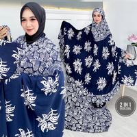 Gambar Mukena batik jumbo dewasa rayon atasan bawahan motif mukena 2in1 Bunga Polos Cokelat Cantik Nyaman este - Blue dari Liza Grosir_NEW undefined 5 Tokopedia