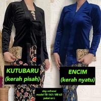 Gambar Kebaya Bludru TUNIK panjang selutut model encim dan kutubaru - babyblue/denim, S dari supplier rok plisket undefined 2 Tokopedia