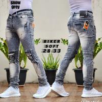 Gambar Celana Jeans Pria Sobek Ripped / Celana Panjang pria Levis Strecth / Celana panjang sobek Pria Model Skinny/celana Sobek pria Snow wash kekinian - Snow Black, 28 dari Ammora Clothes88 undefined 3 Tokopedia