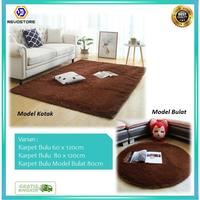 Gambar Karpet Lantai Bulu Polyster Lembut Halus Non-Slip Living Room Rug - Bulat 80cm dari REVOSTORE Mart undefined 1 Tokopedia