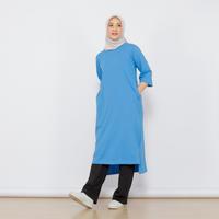 Gambar Long Tunik Wanita Midi Dress Lengan 7 per 8 Bahan Katun Combed 24s Adem Premium M,L,XL,XXL Katun Vine Transparent Kaos Atasan Oversize Basic Panjang Lembut Muslim Gamis Nyaman - HIJAU ARMY POLOS, M dari Fikacu undefined 5 Tokopedia