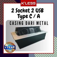 Gambar Viral Stop Kontak Meja Meeting Tanam 2 USB Type C / A - 2 Socket Soft Pop Up  Berkualitas - Hitam dari HatchPro ID undefined 4 Tokopedia