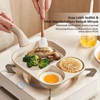 Gambar Wajan Penggorengan 3in1 Wajan Pembuat Sarapan Tamagoyaki Omelette Anti Lengket Marble Frying Pan bolong - Frying pan-Beige dari MawarBestShopping undefined 3 Tokopedia