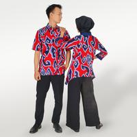 Gambar BATIK TRUSMI Set Couple Blouse dan Kemeja Batik Mega Mendung Merah Premium Baju Katun Baju Katun Kombinasi Lembut Motif Polos - SET COUPLE PANJANG, M dari BT Batik Trusmi Official undefined 5 Tokopedia