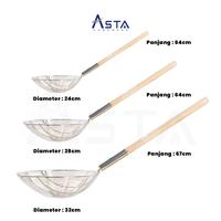Gambar Asta Saringan Minyak Goreng Stainless Steel Strainer Serok Gagang Kayu Kitchenware - 32cm dari Asta Homeware undefined 3 Tokopedia