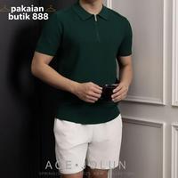 Gambar (F6190)[Zipper Ridge] Sweater Rajut Gaya Uang Lama Keren Tencel Musim Panas Pria POLO Lengan Pendek Kaos Bernapas Gaya Dewasa Ringan - hitam（F6155）, M dari pakaian butik 888 undefined 1 Tokopedia