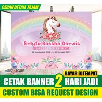 Gambar Cetak Banner / Backdrop / Wallpaper / MMT/ Spanduk Ulang Tahun Ultah Anak Unicorn Kuda Pony  - Decorasi Ulang Tahun - Hiasan Ultah Proses Cepat 2 hari  Jadi - Perlengkapan Pesta- Tema Bisa Request - ANTI LUNTUR - MURAH - Size 2x2 M dari Mitra Grafika undefined 1 Tokopedia