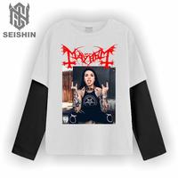 Gambar Seishin T-shirt long sleeve Double layer Mayhem girll metal kaos vintage kualitas distro varian warna bahan katun 24s adem nyaman - Abu lengan salur, M dari SEISHIN_NEW undefined 5 Tokopedia