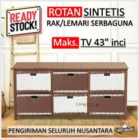 Gambar Rak Lemari Rotan Sintetis 6 Laci Buffet Bufet Meja TV 43 inci Ruang Tamu Minimalis Murah Terbaru Furniture Furniture - Baby Pink dari UMAKULA undefined 5 Tokopedia