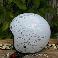 Gambar Helm bogo PUTIH custom api keBELAKANG - Api silver, karet Hitam, M dari bronxpit undefined 2 Tokopedia