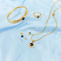 Gambar SET LENGKAP DAPAT CINCIN,GELANG,KALUNG,ANTING DESAIN PERMATA HITAM - Set Lengkap dari Bandarjewelry undefined 1 Tokopedia