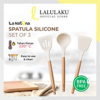 Gambar Spatula Silikon Set 3in1 Tahan Panas Pegangan Kayu Baking Set Alat Masak Spatula Silicone Serbaguna - Abu Muda dari Lalulaku undefined 1 Tokopedia