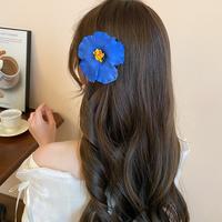 Gambar Jepitan Rambut Bunga Sepatu Wanita Premium Jepit Rambut Kamboja Gaya Korea Jepit Rambut Aesthetic - BIRU dari Herst undefined 5 Tokopedia