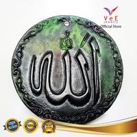 Gambar Liontin Batu Giok Burma Hitam Asli Ukiran Lafadz Allah Bersertifikat dari Vee Jewelry Store undefined 4 Tokopedia