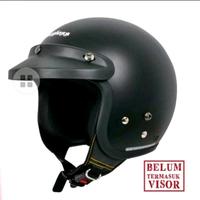 Gambar Helm Retro Sni Carglos Hitam Doff Half Face Pria Wanita Dewasa Kekinian helm promo - putih, M KACA DATAR dari RHS HELM undefined 1 Tokopedia