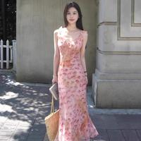 Gambar Moria QZ231 Dress Princess Maxi Dress Korean Style Elegant Dress Wanita Kekinian  Dress Sexy Pantai Floral Gaun Wanit Casual  Lengan Motif Bunga Dress Halter Wanita pannier Dress knit Cantik Press Body Baju Party Pink Floral sundress drawers devi backless - M dari Moriafashion undefined 1 Tokopedia