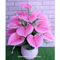 Gambar Bunga plastik anthurium Lilly artificial 18 kuntum dengan pot bola Dekorasi - Lilly orange pot bolat, Pot Bola Putih dari Aksesoris Rumah Bekasi undefined 2 Tokopedia
