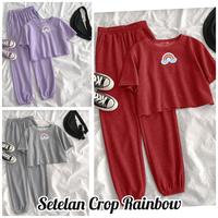 Gambar BAJU SETELAN ANAK PEREMPUAN KOREAN STYLE VIRAL CEWEK Remaja Umur 15 - 17 Tahun Crop Rainbow Pelangi Celana Fashion Fashion - Maroon dari butikonline83 undefined 2 Tokopedia