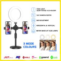 Gambar Ringlight 2 Holder 16cm + Tripod Mini Stand 28cm Hp Live Stream Vlog Universal dari Ligalery Store undefined 1 Tokopedia