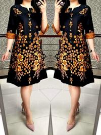 Gambar DRESS BATIK WANITA ELEGAN ATASAN WANITA OUTFIT PREMIUM - Saloka, Jumbo XXL dari WANNA STORE undefined 2 Tokopedia
