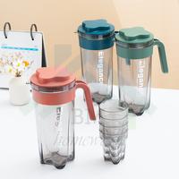 Gambar Botol Minum Kulkas 2Liter + 4 Gelas / Botol Air Besar Plastik Tempat Wadah Air Kitchenware - Biru dari BM Homeware undefined 1 Tokopedia