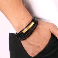 Gambar Gelang Kulit Pria Model Klasik Ukuran Besar Stainless Steel Hitam Emas Silver Bracelets - Emas dari Kooala Store undefined 4 Tokopedia
