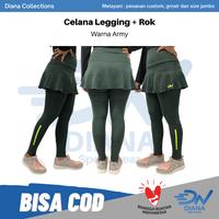 Gambar Celana legging rok senam/Celana lari/Celana running panjang/Legging olahraga/Legging rok sport wanita/Celana legging senam panjang - Army, L dari DN Sportswear Official undefined 4 Tokopedia