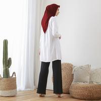 Gambar Wulfi Day to Day Atasan Kemeja Wanita Tunik Toyobo Fenomenal Ukuran Komplit White kantor muslim Nyaman Panjang Putih Kerja Basic Formal Casual - White, L dari Wulfi Modest undefined 5 Tokopedia
