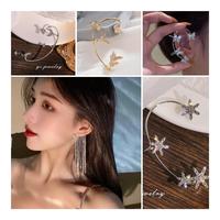 Gambar Anting Klip Tempel Tanpa Tindik Shiny Zircon Butterfly Ear Cuff Gold Color Tassel Clip On Earrings For Women Korea Style - Glitter gold, Anting kiri dari Hyacinth Narcissuss undefined 1 Tokopedia