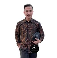 Gambar Baju Batik Pria Murah Kemeja Lengan Panjang Dewasa Seragam Kerja Kantor Terbaru Modern motif nyaman - Moka, M dari Batik Haryono Store undefined 5 Tokopedia
