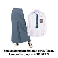 Gambar Terbaru Setelan Rok Span Paket Lengkap Seragam Sekolah SMA / SMK Putih - Abu Perempuan Lengan Panjang - SET TANPA TOPI, 15 TAHUN dari ZeebaKids undefined 3 Tokopedia
