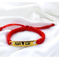 Gambar (beli 2 produk apapun gratis cincin anti karat) gelang plat nama grafir titanium kombinasi kristal dan tali rajut serut - Kristal, Merah dari SACHI RUI JEWELLERY undefined 5 Tokopedia