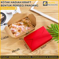 Gambar Kotak Hadiah Kraft PERSEGI PANJANG Size : 19.5x12.5x4cm / Dus Kotak Premium Polos / Kotak Polos Box Packing Cookies / Gift Box Hadiah Baju / Souvenir Ultah / Kotak Kue / Box Hampers / Merah Putih - putih  dari hopepackaging undefined 4 Tokopedia