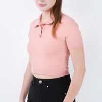 Gambar Aerostreet Knit Rib Polo Crop Top Half Button Laura Pink Knit 1G001 dari Aerostreet undefined 2 Tokopedia