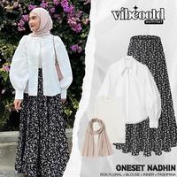 Gambar Daily-OOTD - Nadhin Outfit Set Wanita Hijab ( Rok Floral Panjang + Blouse Balon + Inner Knitt Rib + Pashmina Ceruty )  Setelan Ramadhan | Oneset Hari Raya Muslim | Ootd Lebaran | Bukber Ideas Casual - Tanpa Hijab dari Daily-OOTD undefined 1 Tokopedia