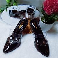 Gambar sandal  wanita Kekinian hak tahu kaca 5 cm Hak kaca Beningsize36-43 Sendal - Hitam, 36 dari apaastore undefined 3 Tokopedia
