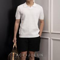 Gambar (F6215)[Water Ripple] Sweater Rajut Gaya Uang Lama Keren Tencel Musim Panas Pria POLO Lengan Pendek Kaos Bersirkulasi Gaya Dewasa Ringan - hijau(F6190), XL dari pakaian butik 888 undefined 3 Tokopedia