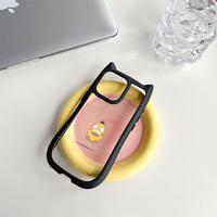 Gambar 3D Cat Ears Phone Case for iPhone  11 12 13 14 15 16 Plus Pro Max Jumping Little Yellow Duck Cute Cartoon Design Shockproof Silicone Protective Cover - BLACK-HA157, iPhone 15PRO dari LGEE CASE undefined 3 Tokopedia
