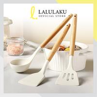 Gambar Spatula Silikon Set 3in1 Tahan Panas Pegangan Kayu Baking Set Alat Masak Spatula Silicone Serbaguna - Abu Muda dari Lalulaku undefined 2 Tokopedia
