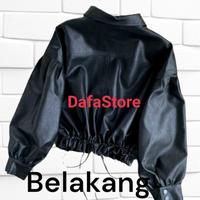 Gambar jaket kulit cewe crop tali model terbaru Casual Kantong Lembut Nyaman Semi Blazer Dewasa Panjang Baju Outer Atasan leather  jacket - Hitam, S dari DafaStore2628_NEW undefined 5 Tokopedia
