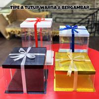 Gambar Cake Box Kotak Transparan Mika Bening Putih/Hitam/Gold/Silver 30 cm Bunga - White, 30x30x18, Color dari Ideagilak undefined 3 Tokopedia