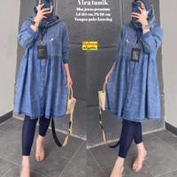 Gambar READY VIRA TUNIK JEANS TERBARU ATASAN TUNIK JEANS WANITA Midi Panjang Muslim dari Husnulfashiongrosir undefined 1 Tokopedia