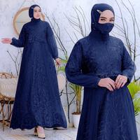 Gambar (Free Masker Brukat) Gamis Selvia Brukat Tile Mutiara kombinasi  / Size S-M, L , XL, XXL / Gamis Pesta / Gamis Kondangan / Gamis Brokat Muslimah Kancing Muslim Dress Wanita Panjang Maxmara Satin - Maroon, S-M dari Vannamille undefined 5 Tokopedia
