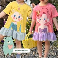 Gambar Baju Rok Terusan Anak Perempuan Karakter Disney Princess Frozen Elsa Little Mermaid Ariel dress overall - Frozen Elsa (kuning), 90cm (12-18 bulan) dari loveofmine undefined 1 Tokopedia