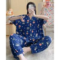Gambar Rulif Baju Tidur Piyama Wanita Jumbo Big Size Model Atasan Full Kancing V-neck Celana Panjang Jogger 2714 CP PP 3in1 Spandek Halus Adem Lembut Pinggang Full Karet Lengan Pendek Celana Panjang Celana Pendek Hotpants - CP/2714.01 dari Rulif undefined 3 Tokopedia