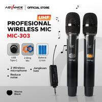 Gambar Advance MIC-303 Dual Professional Microphone Wireless Reduce Noice Jack 6,5mm Garansi Resmi 1 Tahun dari Advance Digitals Indonesia undefined 1 Tokopedia